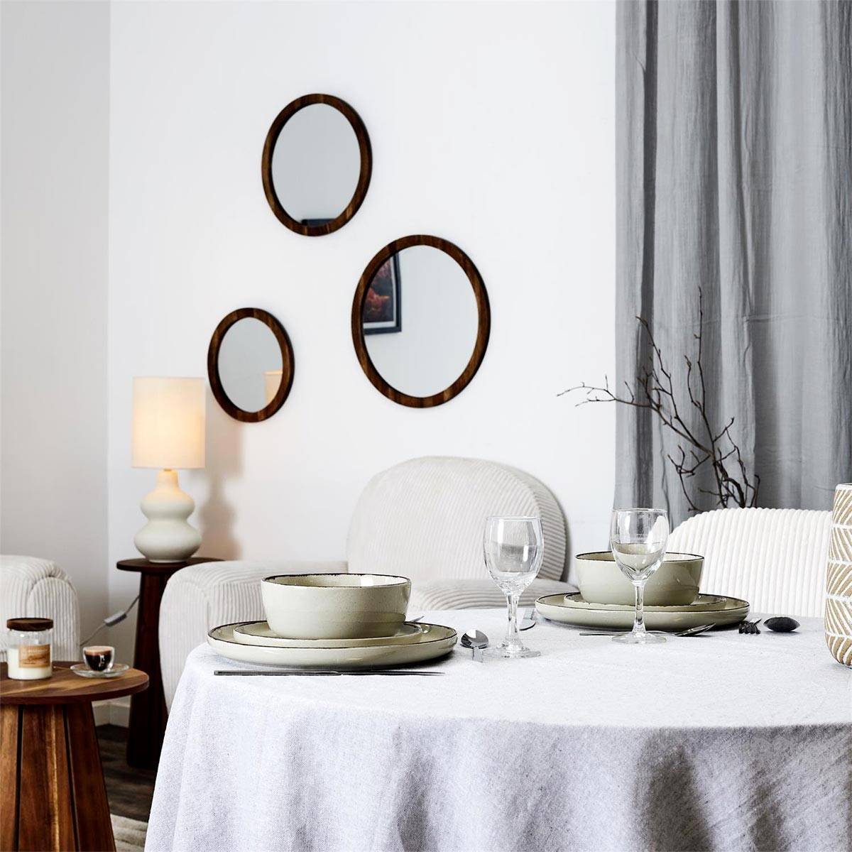 Service De Table 12 Pièces Grès Du Temps – Assiettes 27 Cm, Beige Uni, Rondes