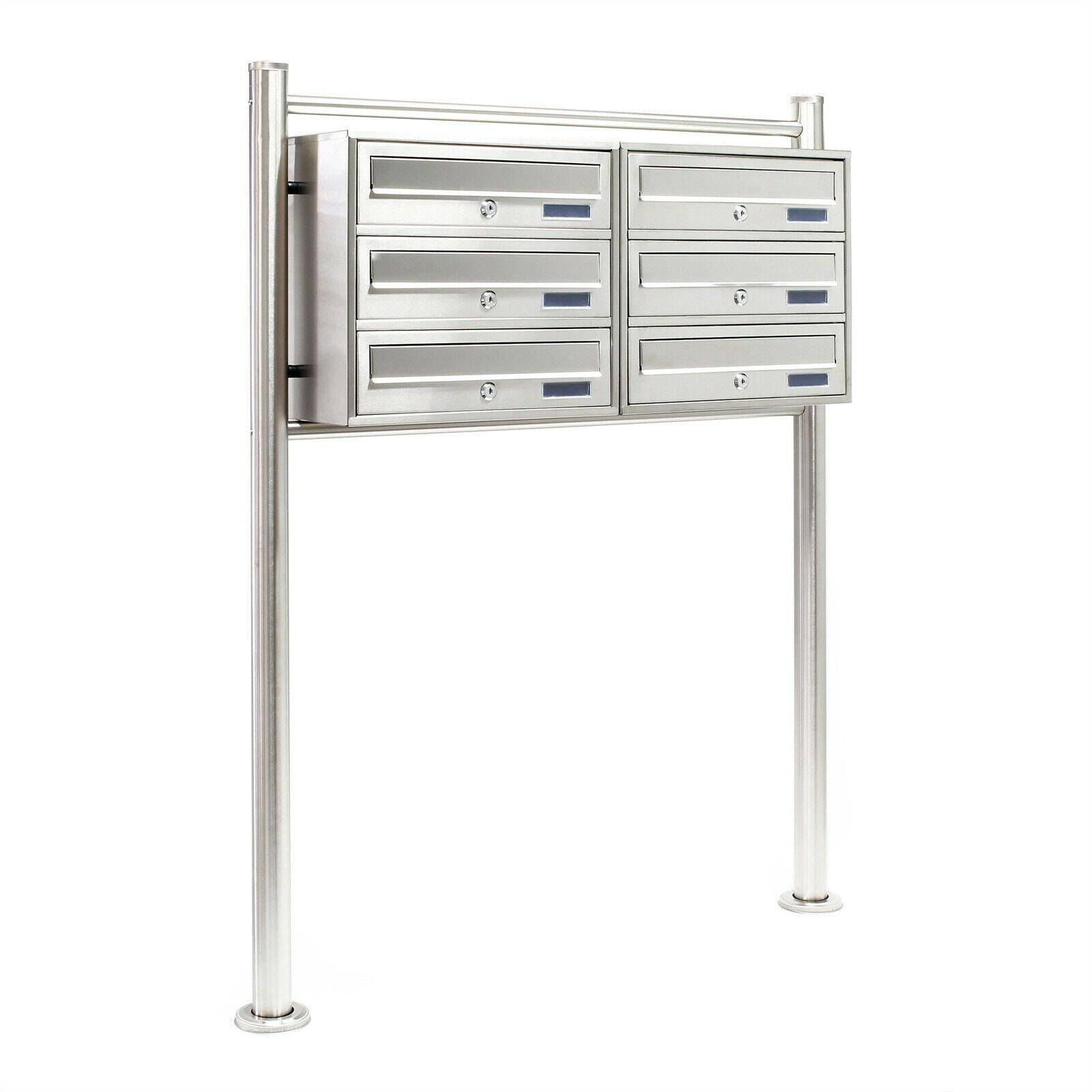 Helloshop26 - Bloc 6 boites aux lettres sur pied 2x3 compartiments superposés acier inoxydable - Imagen 1