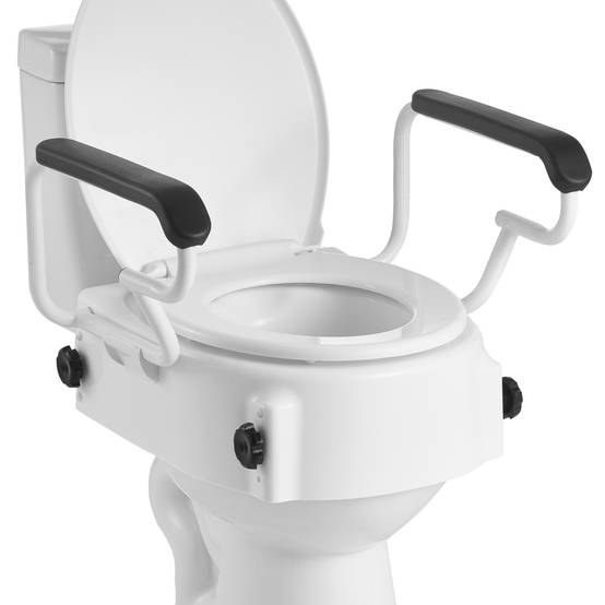 Vevor - VEVOR Rehausseur de toilette réglable 3 niveaux, accoudoirs rembourrés, capacité 136,1 kg, installation sans perçage, couleur blanche. - Image 1