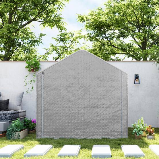 Abri de jardin acier galvanisé gris 200 x 200 x 200 cm - PANGIVO - Image 10