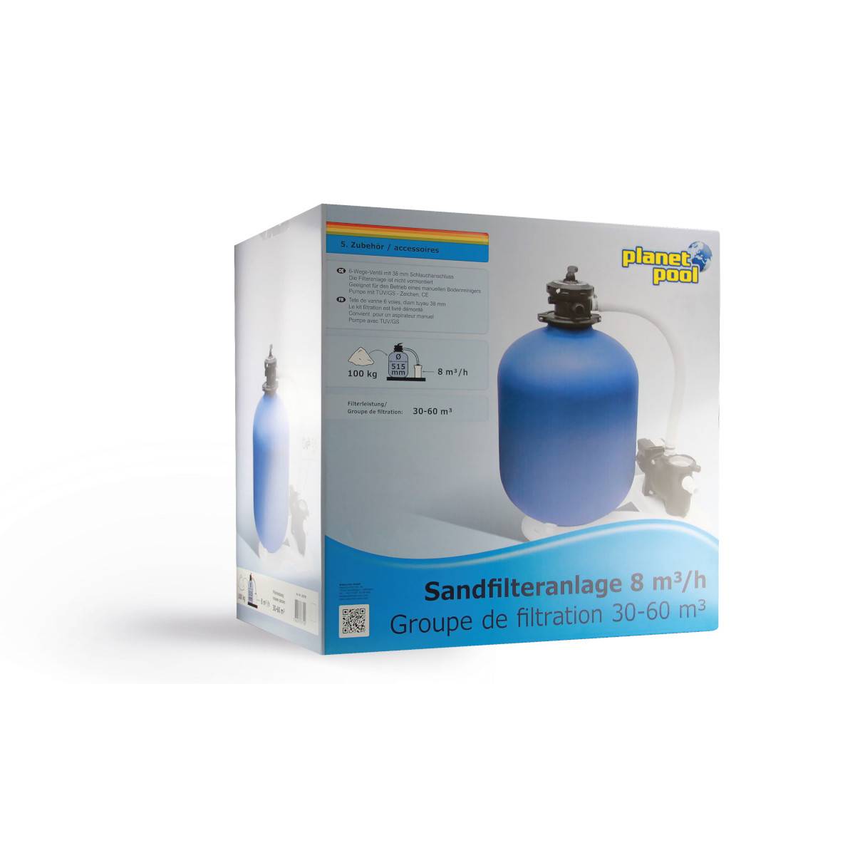 Aqualux - Groupe de filtration pour piscine hors-sol 30 à 60 m3 - débit 8m3/h 105799 Aqualux - Imagen 2