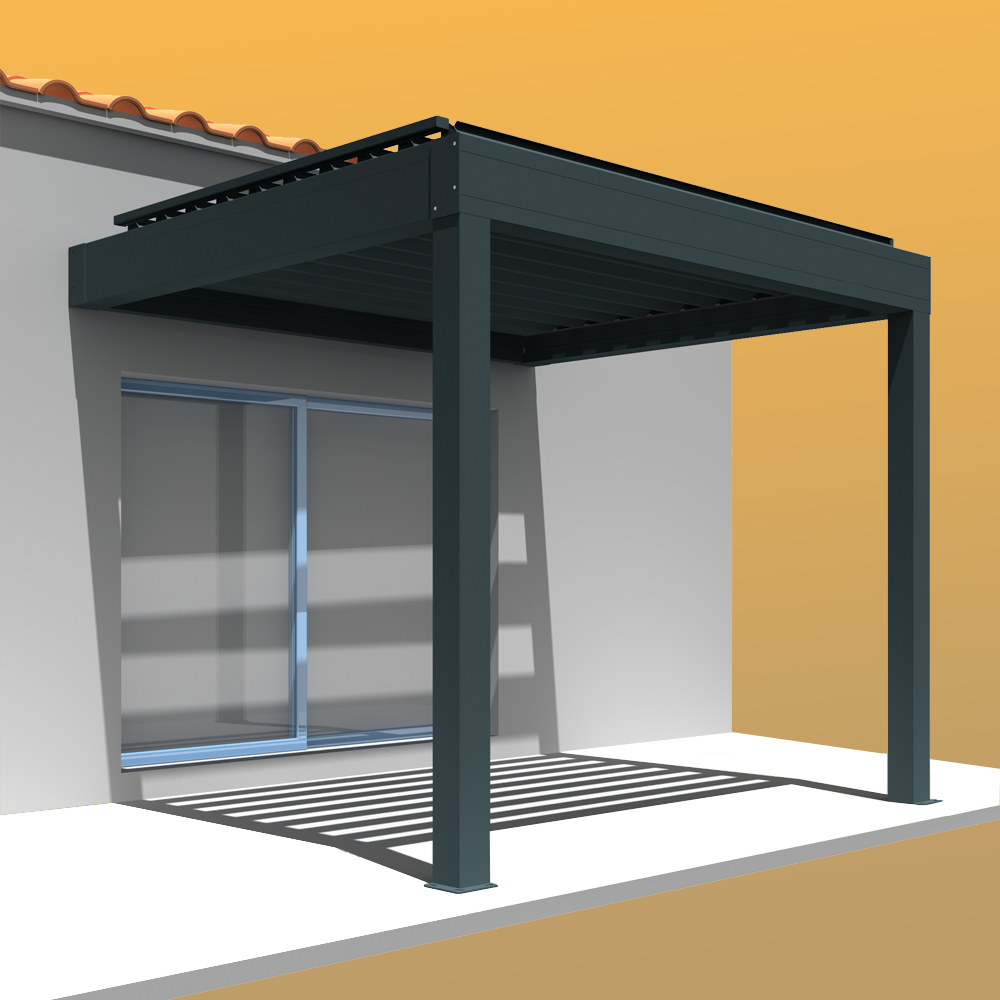 Intersun - Pergola Bioclimatique LOLITE 4,00x4,613 M Verin à Télécommande (Gris Anthracite) - INTERSUN - Imagen 1