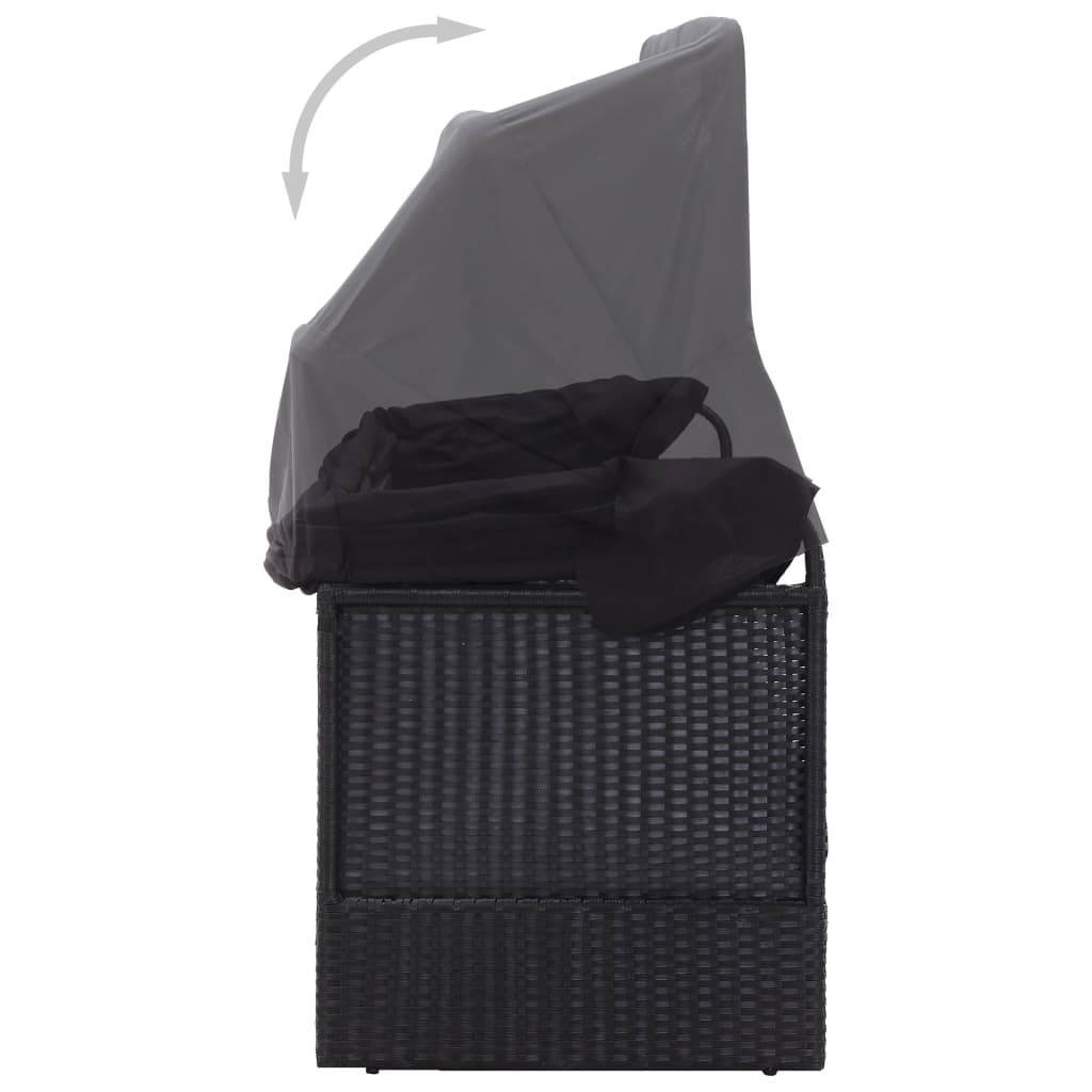 Vidaxl - Lit-canapé d'extérieur avec auvent Résine tressée Noir vidaXL 46092 - Imagen 5