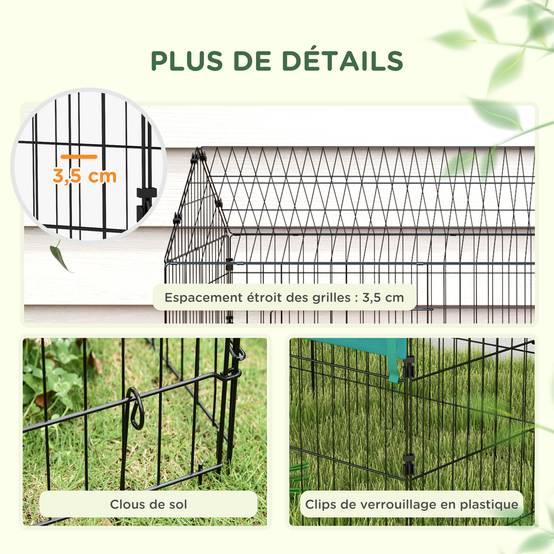 Enclos acier pour lapins poules avec toit ombragé intérieur extérieur 220x85cm vert - ComfortXL Outdoor Living - Image 9