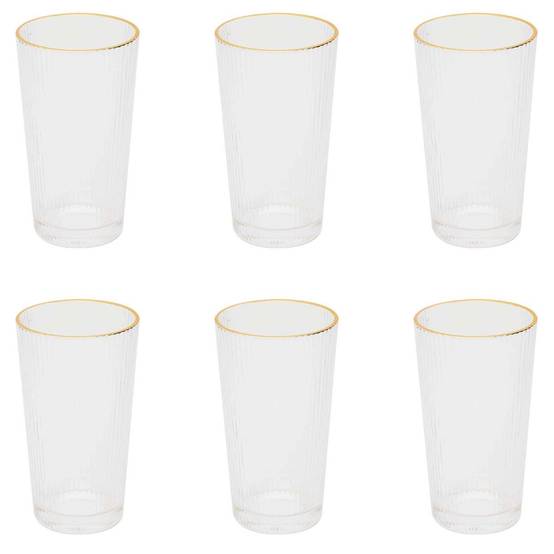 The Home Deco Factory - Lot de 6 Verres Design "Liseré" 40cl Transparent - Image 1