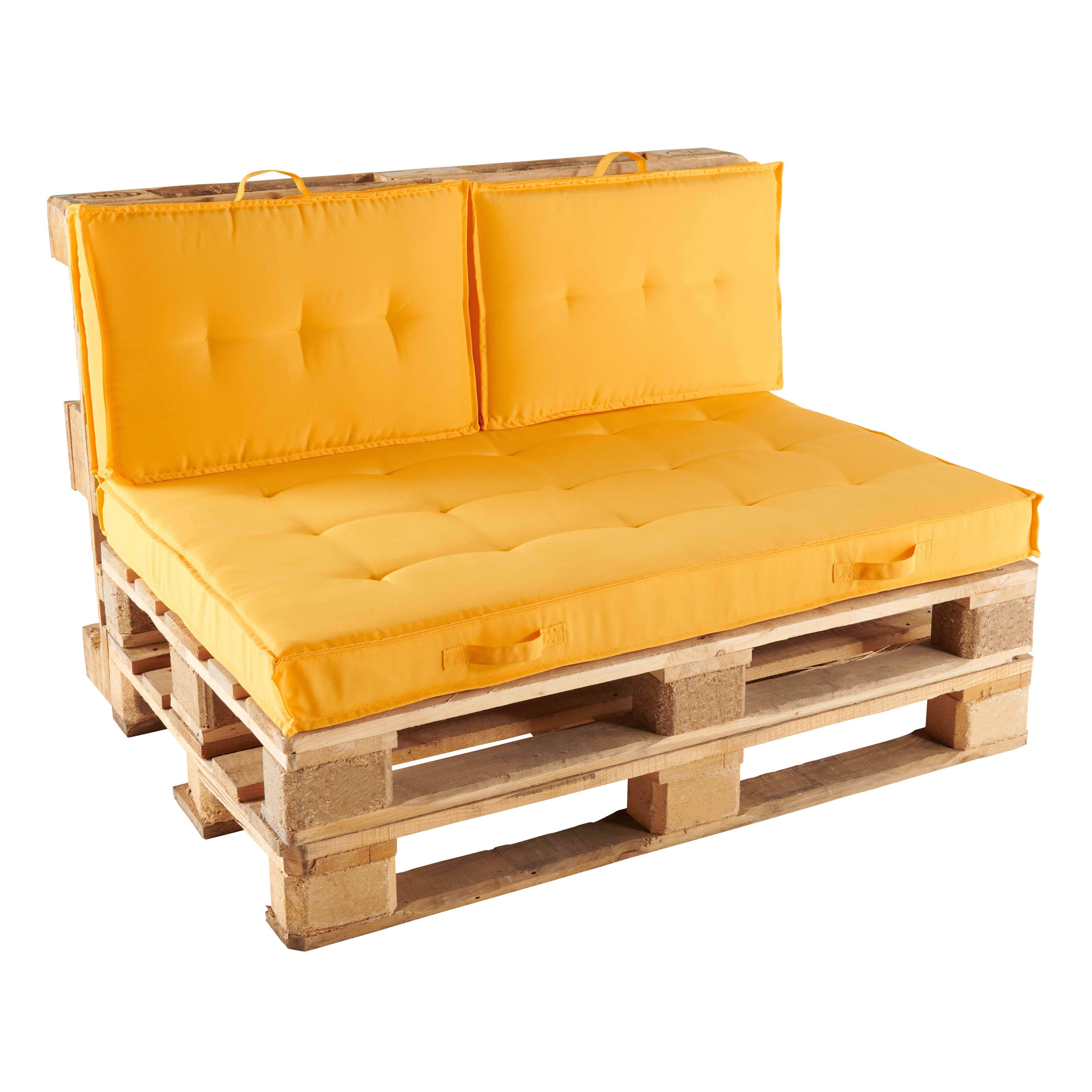 Oviala - Pack salon de jardin palettes et cousinage jaune Cuzco - Oviala - Imagen 1