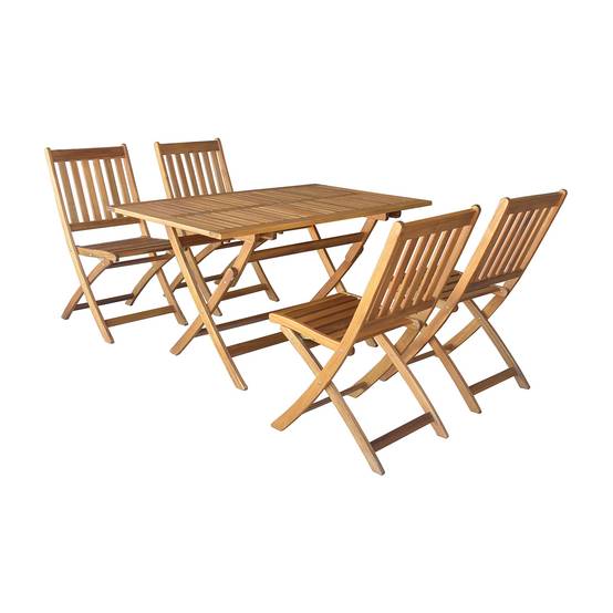 Salon de jardin rectangulaire en acacia Fidgi - 4 chaises - Cémonjardin - Imagen 2