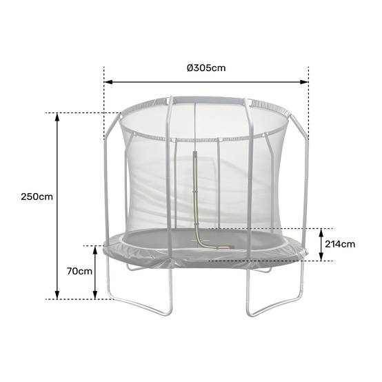 Trampoline ovale 305x214cm noir SYDNEY + filet et échelle - HAPPY GARDEN - Image 7