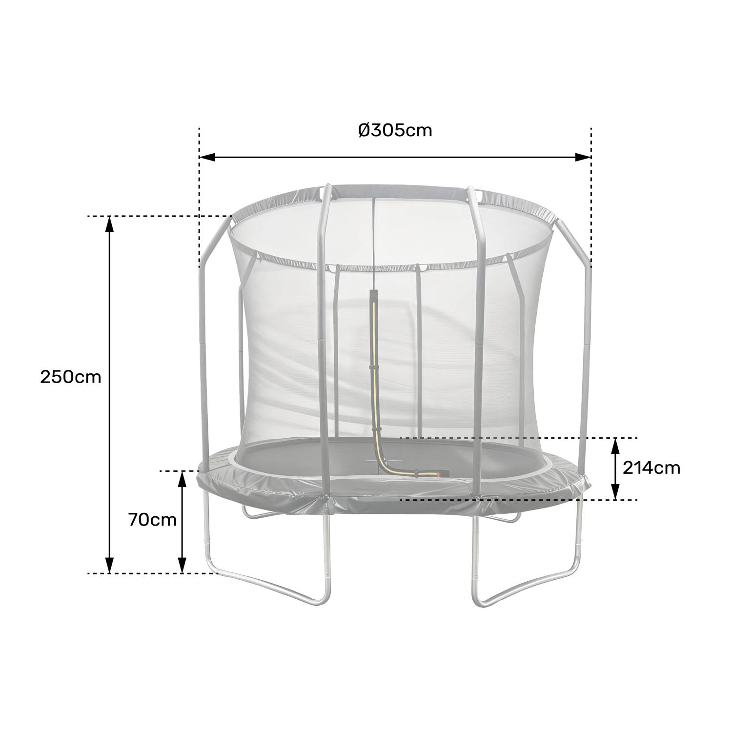 Trampoline ovale 305x214cm noir SYDNEY + filet et échelle - HAPPY GARDEN - Image 7