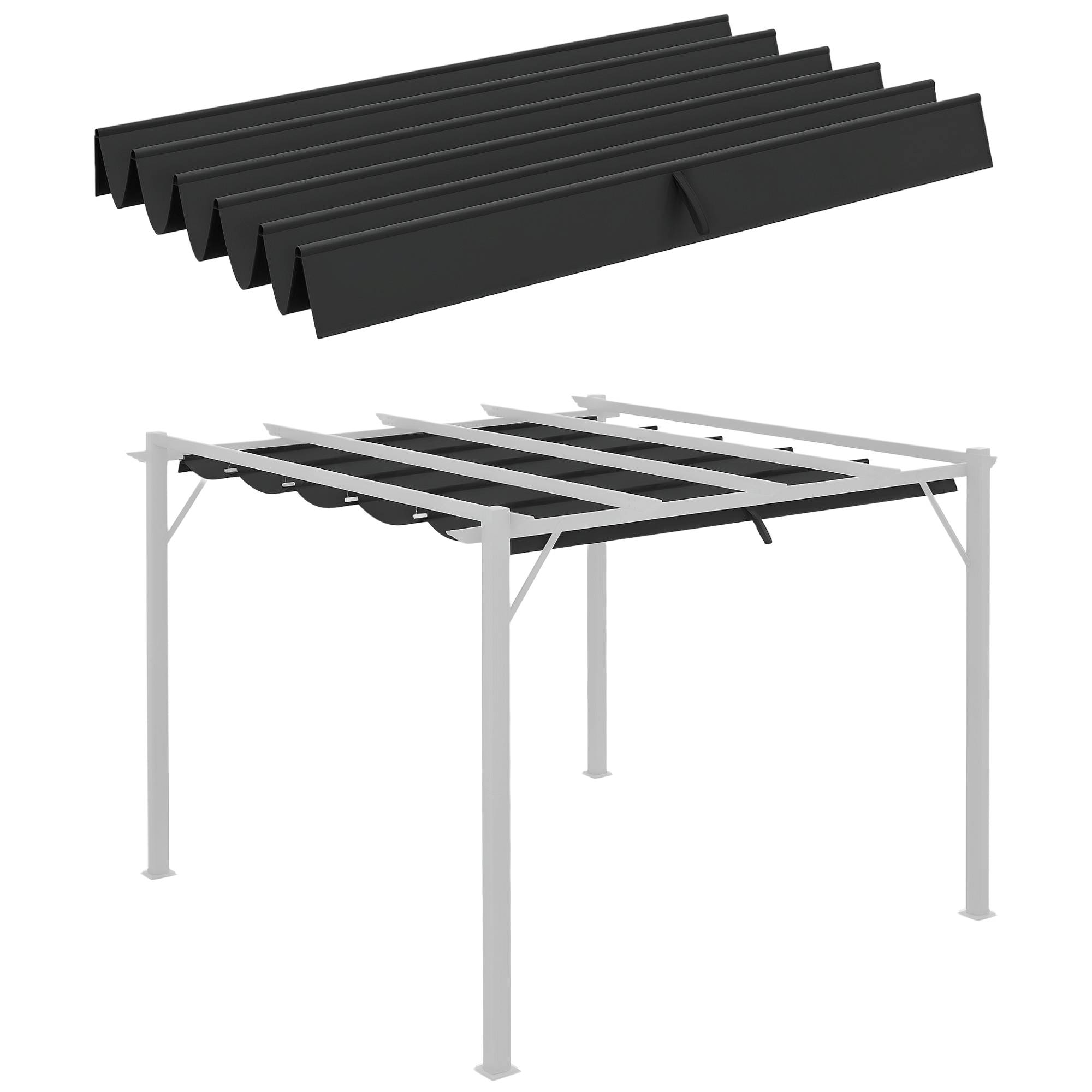 Toile pergola gris foncé 3x3 m rétractable 2,5x2,55 m avec drainage - Image 1