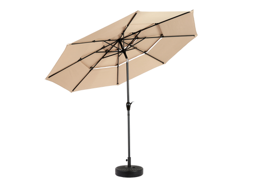 Parasol aluminium 10ft 3 étages à inclinaison automatique, couleur kaki (socle non fourni) - Image 4