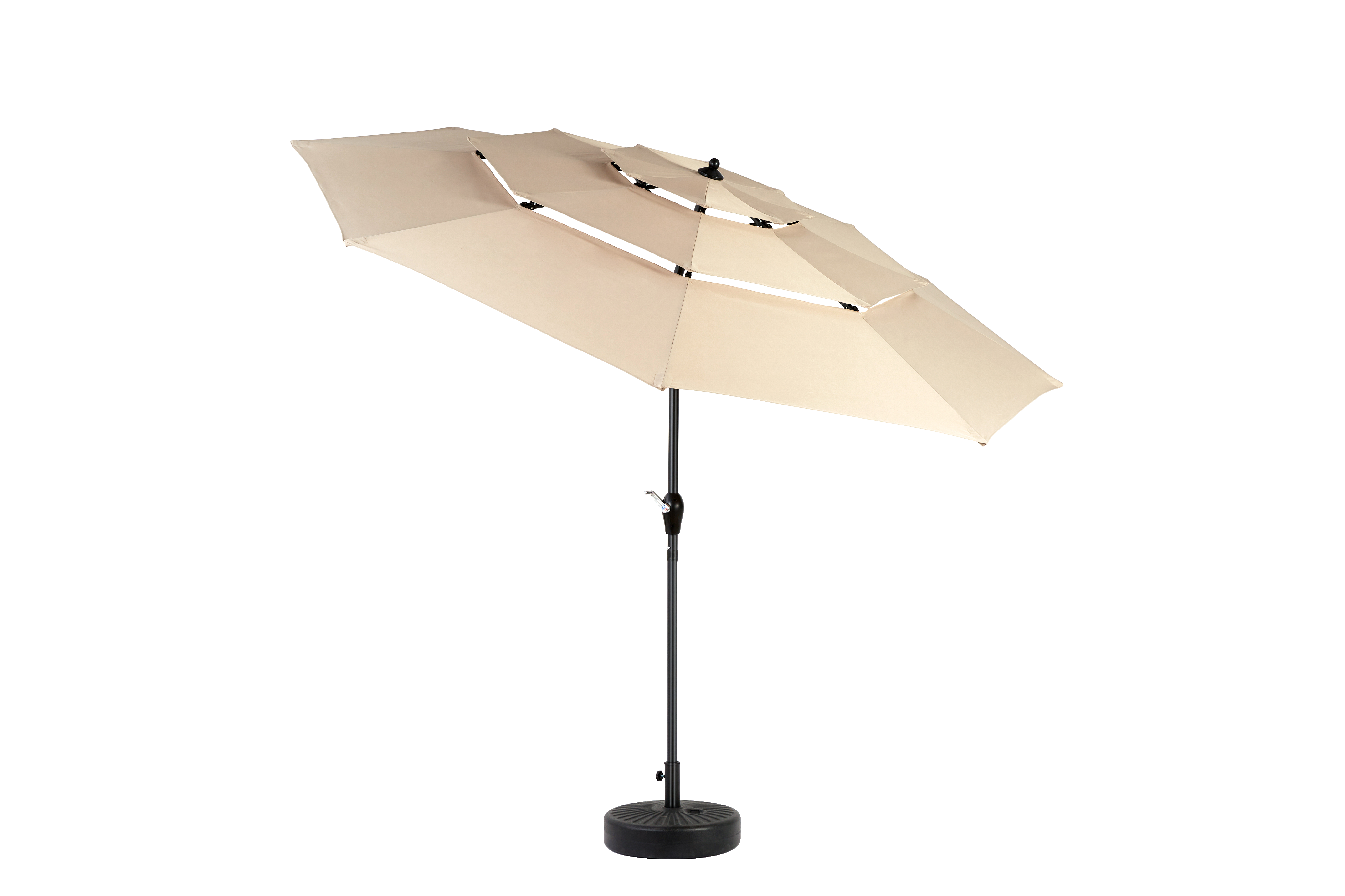 Parasol aluminium 10ft 3 étages à inclinaison automatique, couleur kaki (socle non fourni) - Image 7