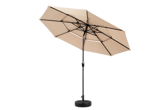 Parasol aluminium 10ft 3 étages à inclinaison automatique, couleur kaki (socle non fourni) - Image 6