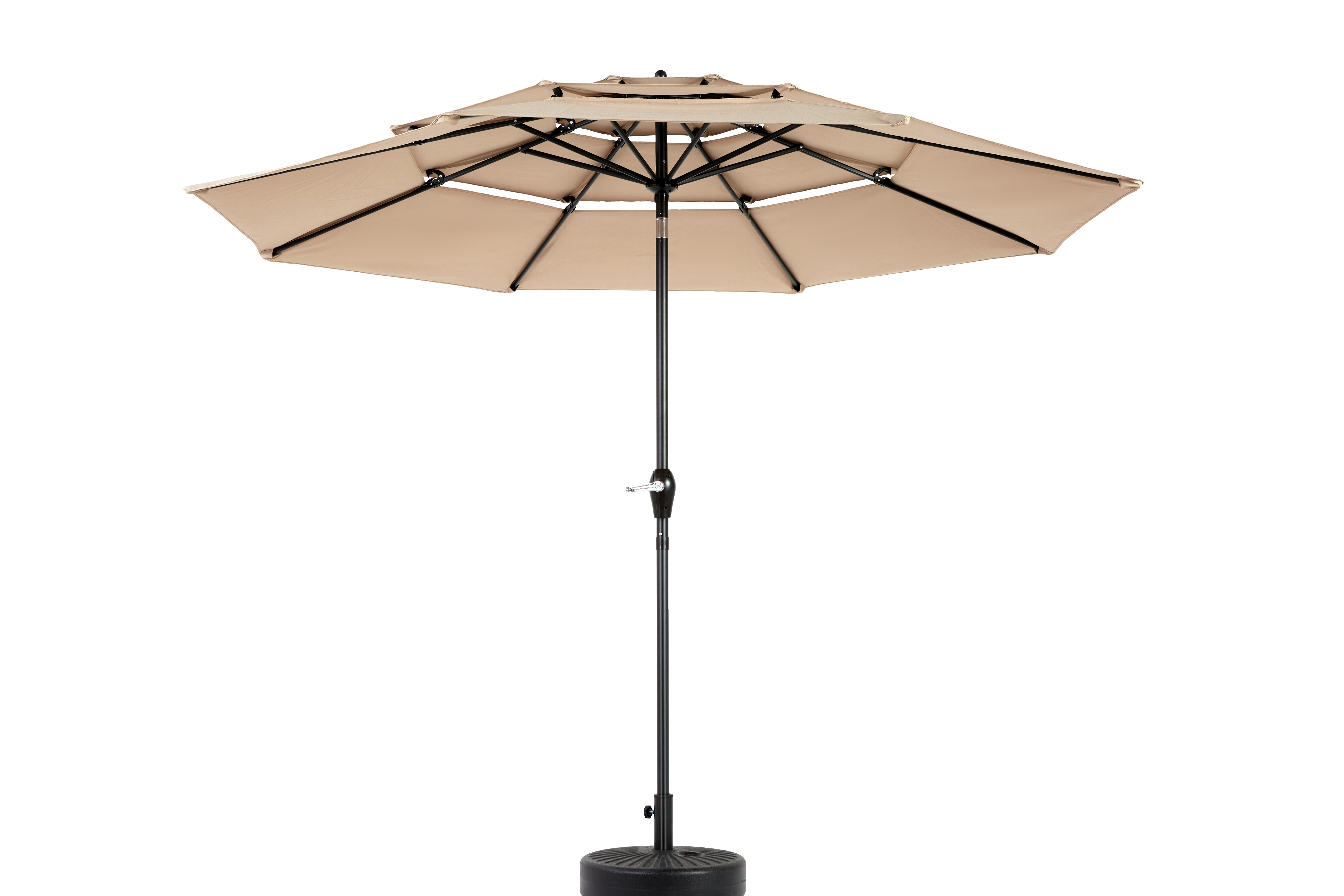 Parasol aluminium 10ft 3 étages à inclinaison automatique, couleur kaki (socle non fourni) - Image 5