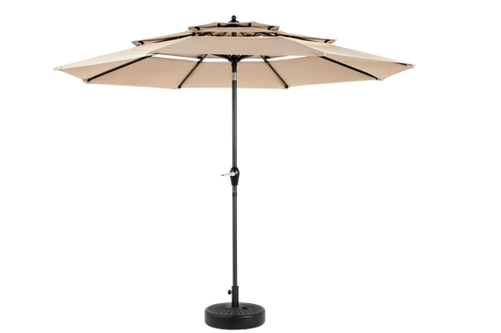 Parasol aluminium 10ft 3 étages à inclinaison automatique, couleur kaki (socle non fourni) - Image 3