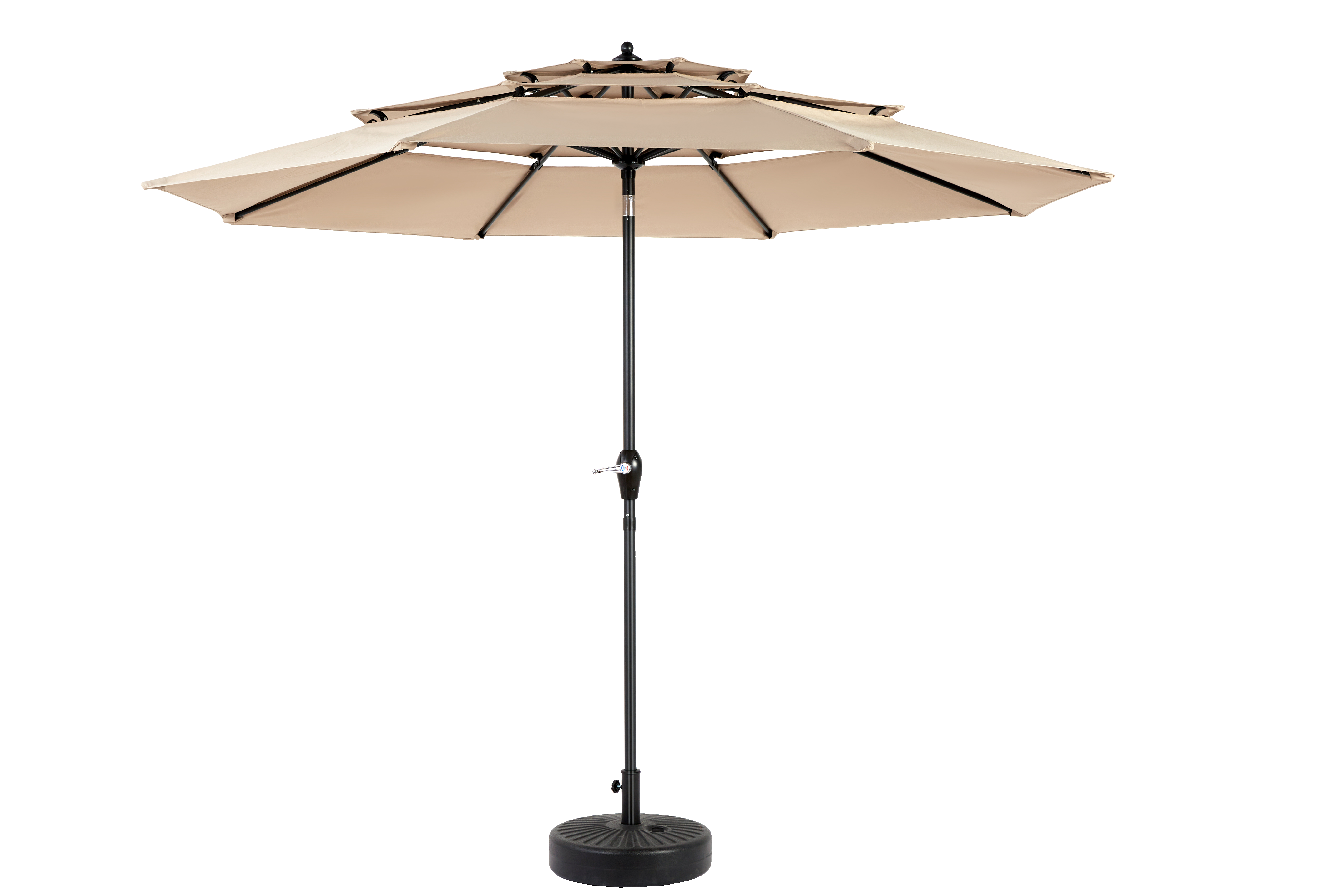 Parasol aluminium 10ft 3 étages à inclinaison automatique, couleur kaki (socle non fourni) - Image 3