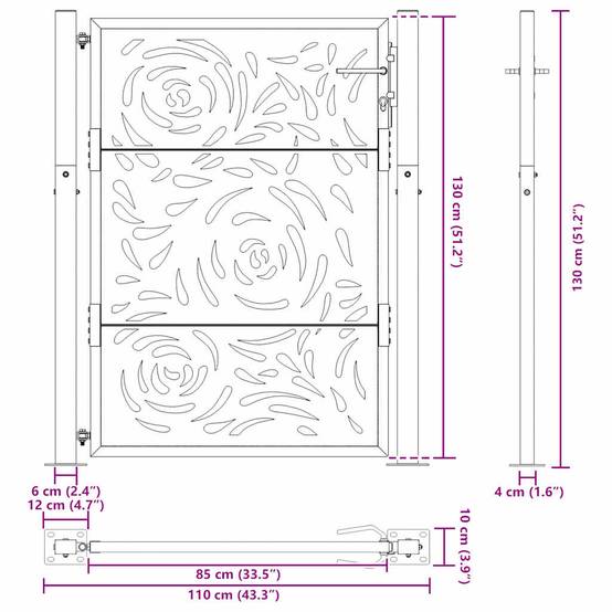 ComfortXL - Portillon d'Extérieur Acier Design Flamme Verrouillable pour Clôture Noir 105x130 cm – ComfortXL Outdoor Living - Image 9