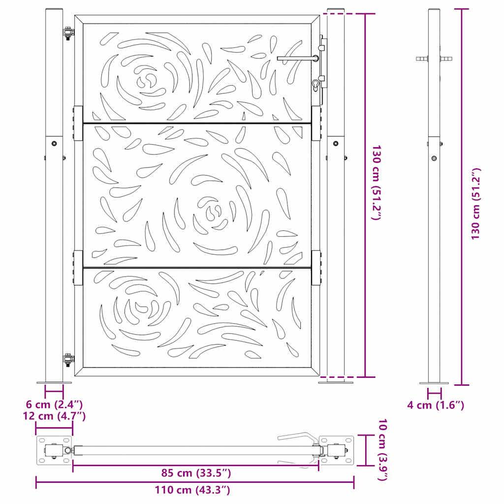 ComfortXL - Portillon d'Extérieur Acier Design Flamme Verrouillable pour Clôture Noir 105x130 cm – ComfortXL Outdoor Living - Image 9