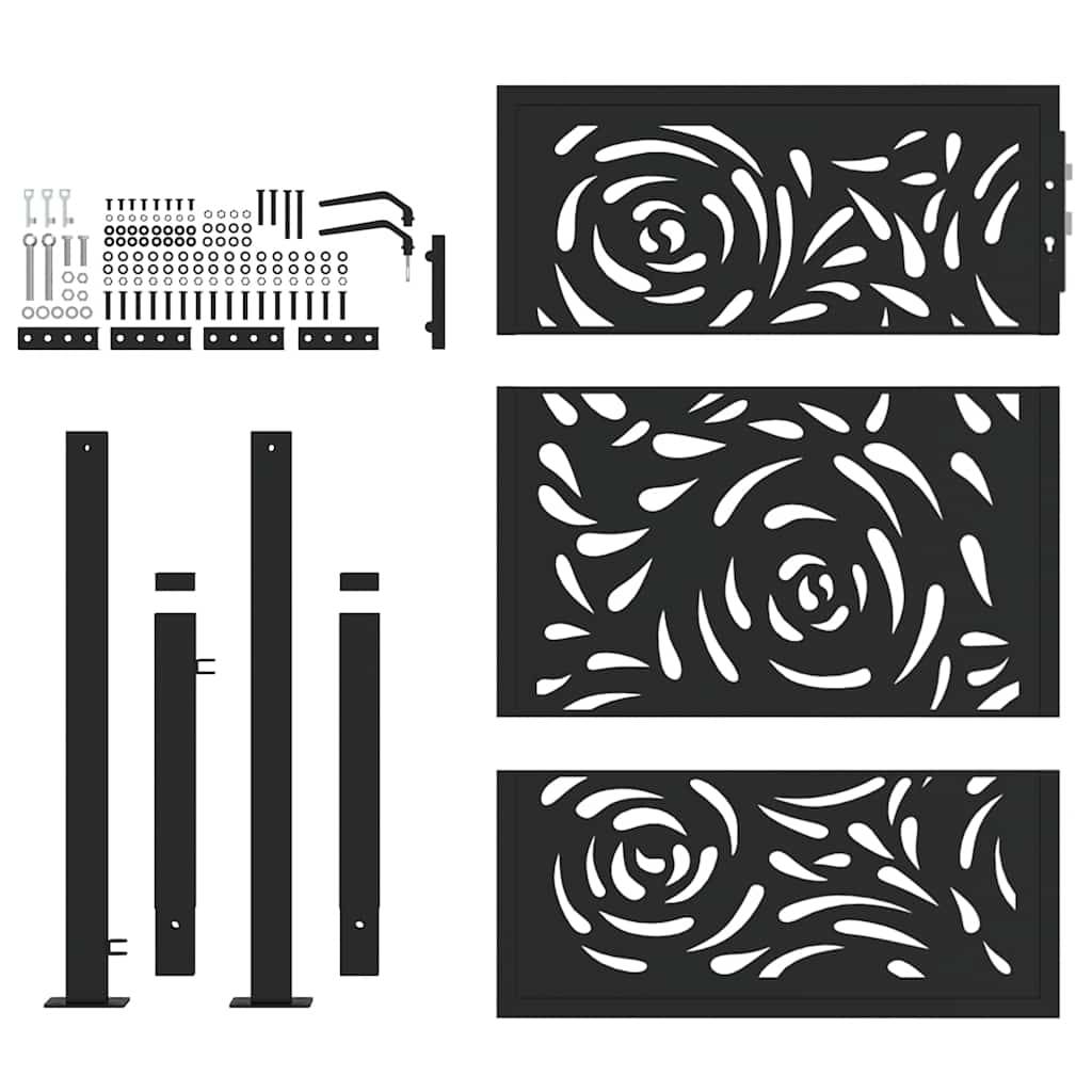 ComfortXL - Portillon d'Extérieur Acier Design Flamme Verrouillable pour Clôture Noir 105x130 cm – ComfortXL Outdoor Living - Image 4