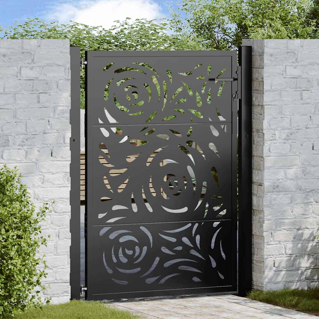 ComfortXL - Portillon d'Extérieur Acier Design Flamme Verrouillable pour Clôture Noir 105x130 cm – ComfortXL Outdoor Living - Image 1