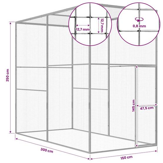 Vidaxl - Cage pour chat 3x1,5x2,5 m Acier galvanisé vidaXL 146360 - Image 3