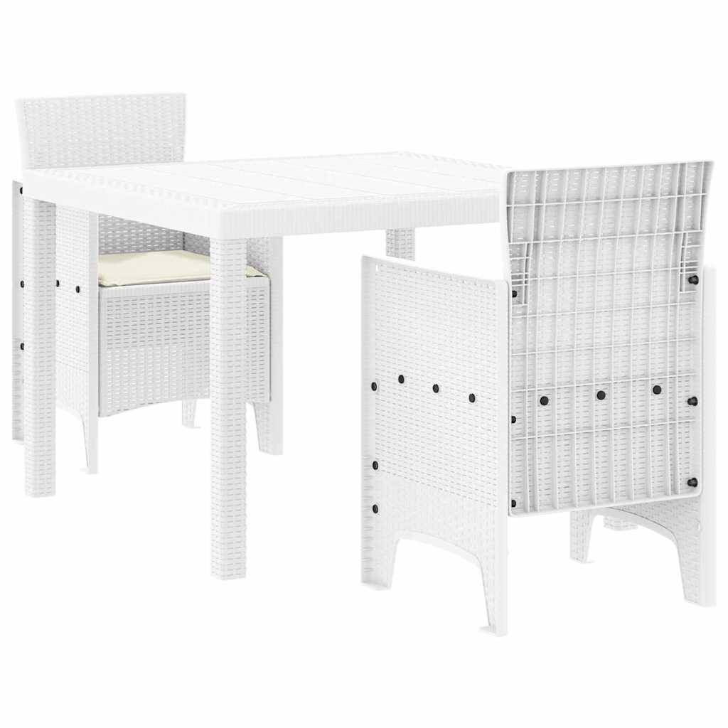 Vidaxl - Ensemble de salle à manger pour jardin 3 pcs-Salons de jardin Blanc Polypropylène 828984 - Image 2