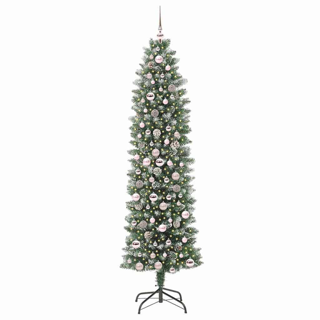 ComfortXL - Sapin de Noël Artificiel Slim 210 cm Floconné, 300 LED et Décorations Incluses – ComfortXL Outdoor Living - Image 3
