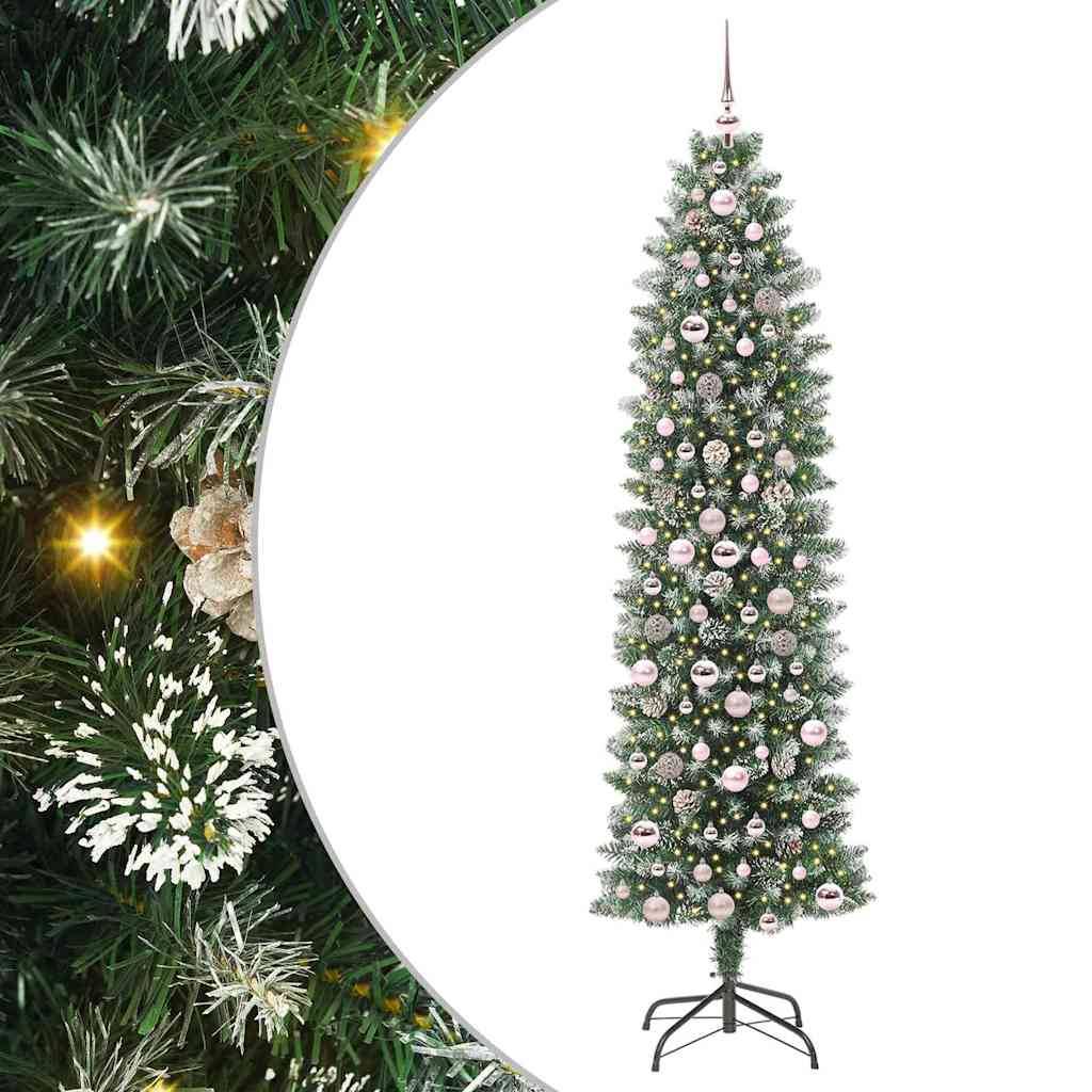ComfortXL - Sapin de Noël Artificiel Slim 210 cm Floconné, 300 LED et Décorations Incluses – ComfortXL Outdoor Living - Image 2