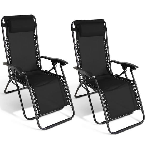 Lot de 2 fauteuils de jardin inclinables RELAX grand confort noir - Image 2