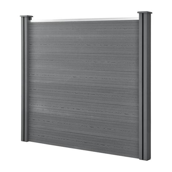 Lot de 24 clôtures de jardin brise-vue avec 4 poteaux planches bois composite wpc 165x466cm gris - Image 2