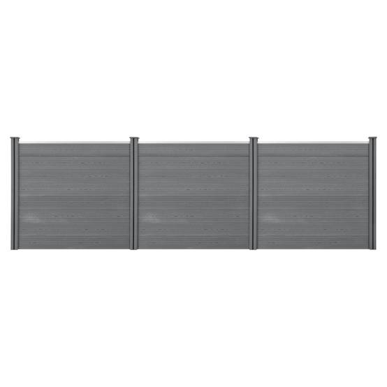 Lot de 24 clôtures de jardin brise-vue avec 4 poteaux planches bois composite wpc 165x466cm gris - Image 1