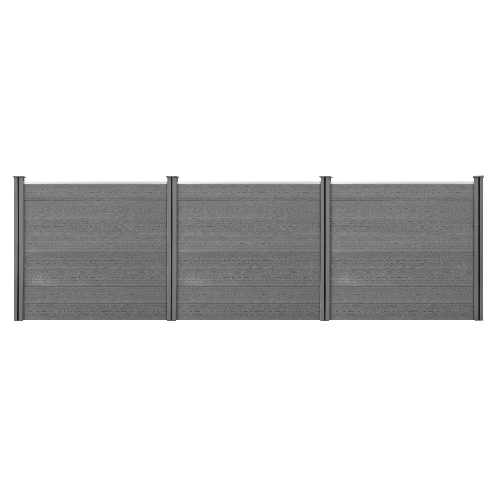 Lot de 24 clôtures de jardin brise-vue avec 4 poteaux planches bois composite wpc 165x466cm gris - Image 1