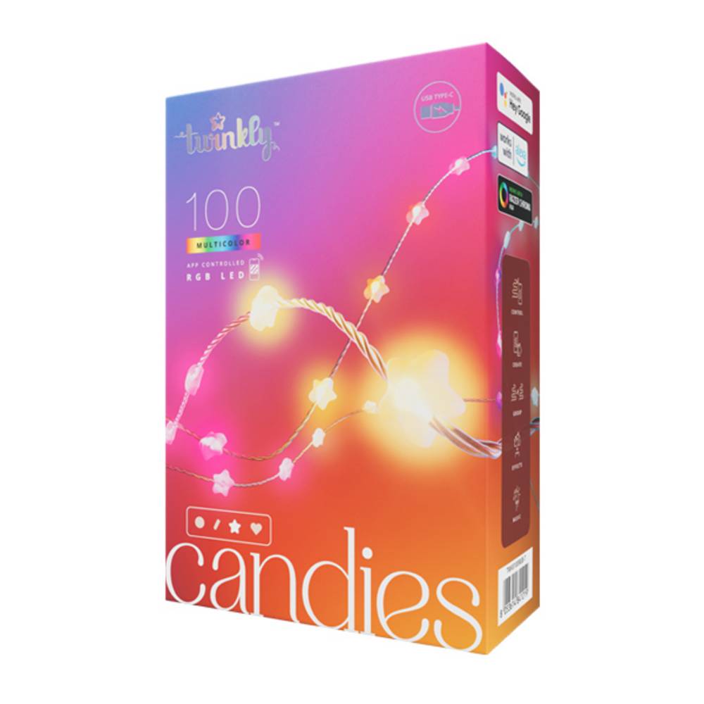 Guirlande étoile connectée IP20 6m 100 LEDS RGB fil transparent TWINKLY CANDIES - Imagen 1