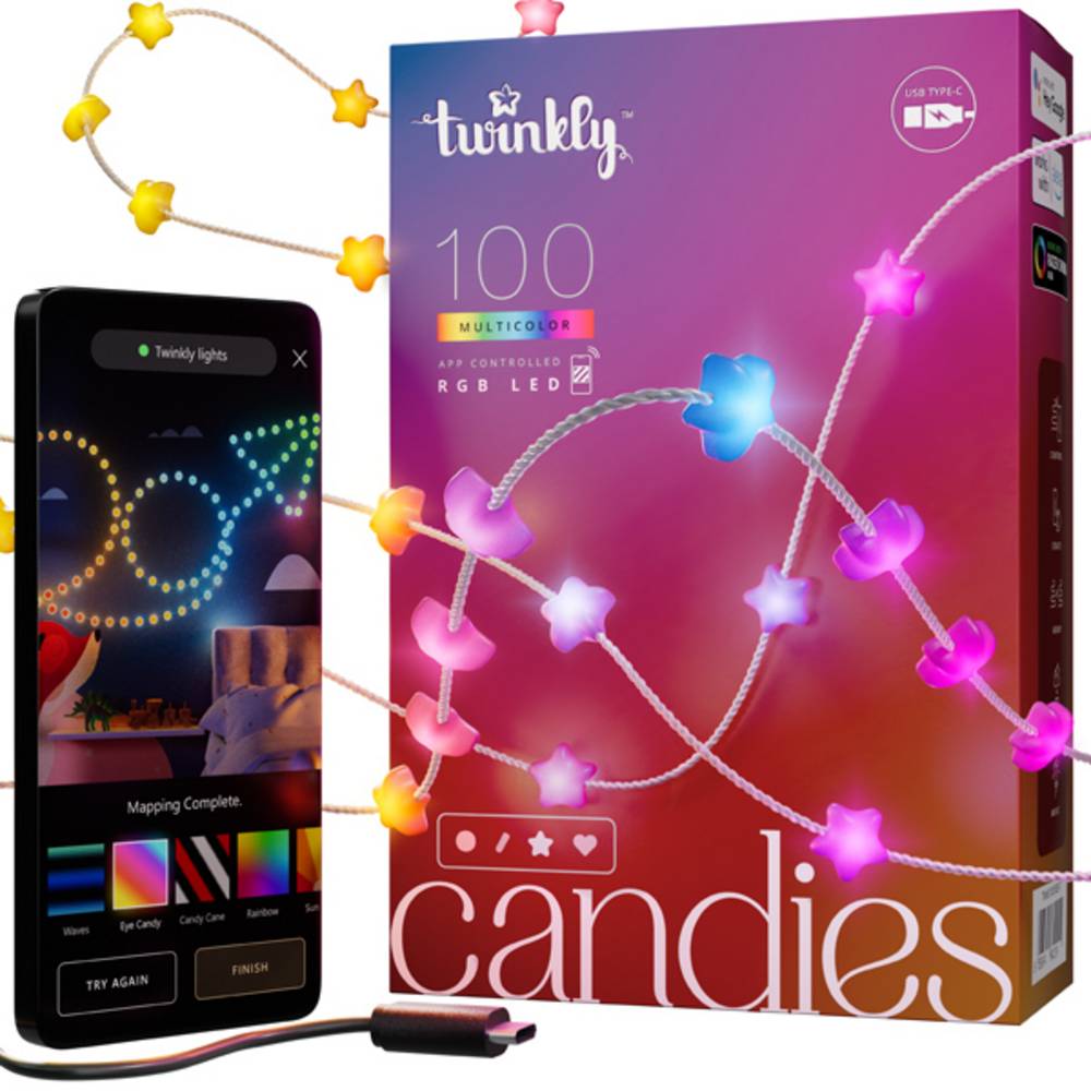 Guirlande étoile connectée IP20 6m 100 LEDS RGB fil transparent TWINKLY CANDIES - Imagen 3
