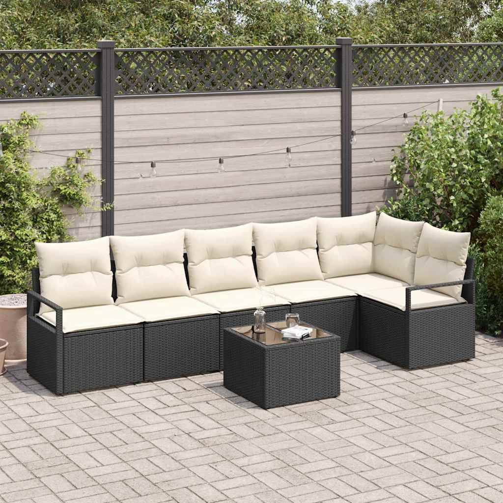 ComfortXL - Salon de jardin 6 places en polyrotin avec table basse modulable Noir – ComfortXL Outdoor Living - Image 1