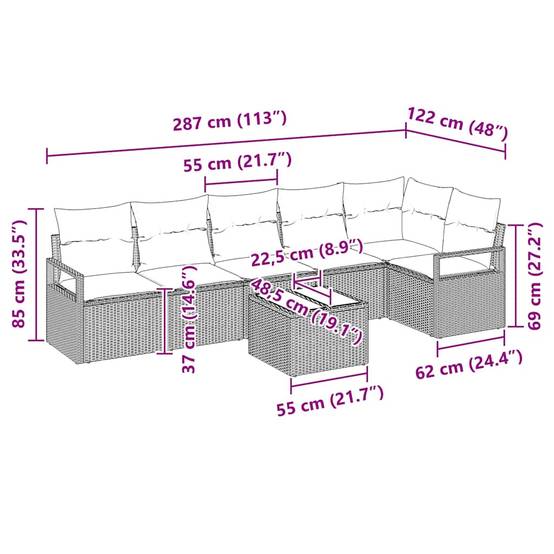 ComfortXL - Salon de jardin 6 places en polyrotin avec table basse modulable Noir – ComfortXL Outdoor Living - Image 9
