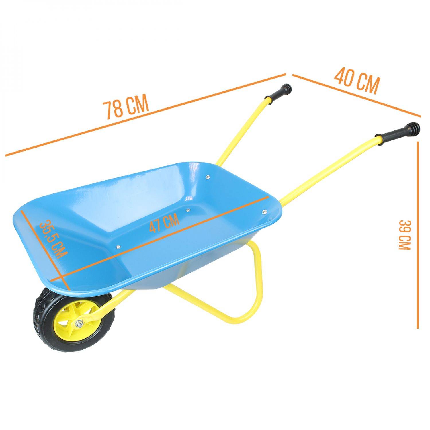 Linxor - Brouette pour enfant en métal - Bleu et jaune - Linxor - Imagen 2
