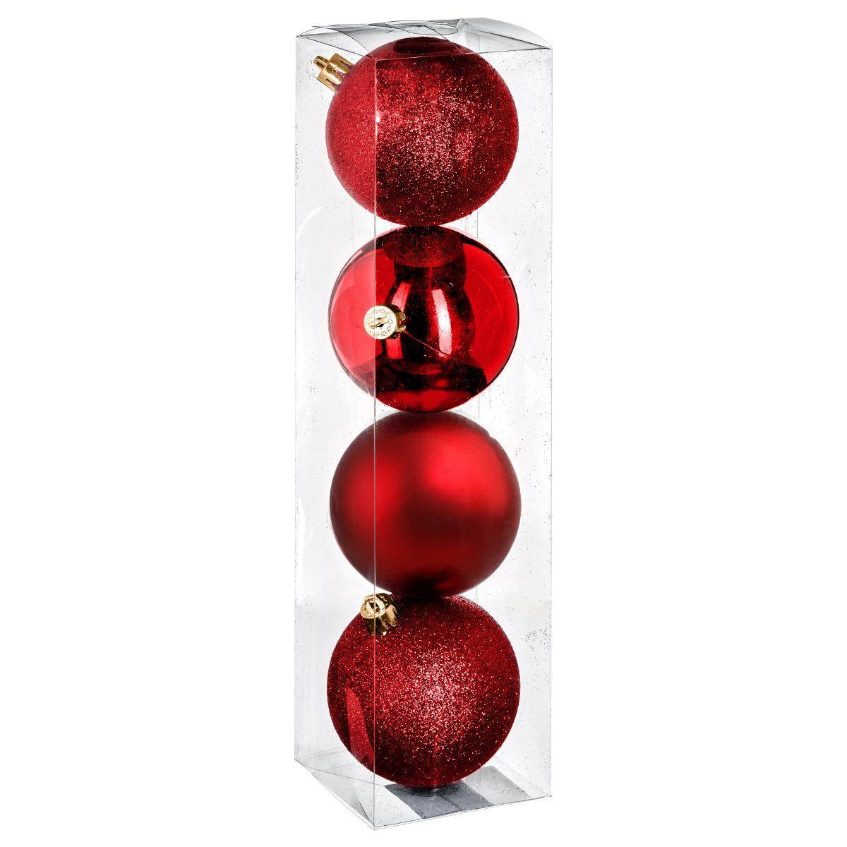 Fééric Lights & Christmas - Lot de 4 boules D.8cm rouge - Feeric Lights & Christmas