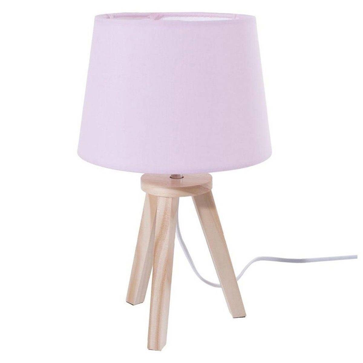 Lampe à Poser en Bois "3 Pieds" 31cm Rose