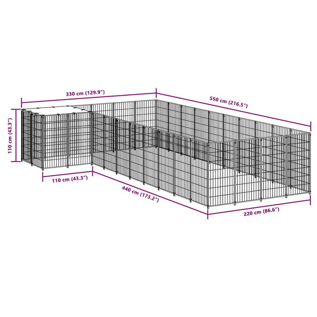 Vidaxl - Chenil Argenté 13,31 m² Acier vidaXL 3082244 - Imagen 3