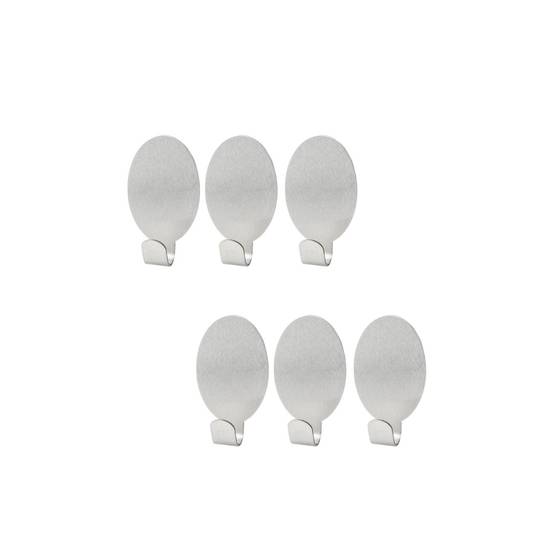 Crochets adhésifs muraux en inox Lot de 6 dimensions 4,1 x 2,4 x 1,8 cm Fackelmann Tecno - Image 1