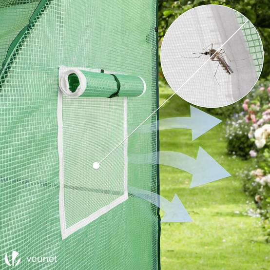 Vounot - Serre d'hivernage murale adossée 200x100x180cm vert - Bâche PE imperméable, anti-UV - Balcon, terrasse, jardin - Image 7