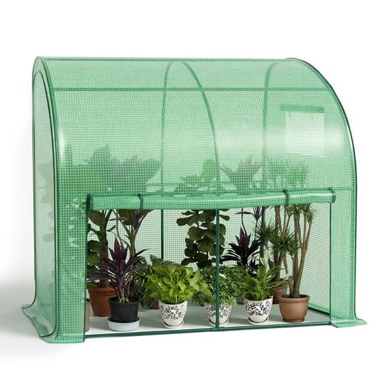 Vounot - Serre d'hivernage murale adossée 200x100x180cm vert - Bâche PE imperméable, anti-UV - Balcon, terrasse, jardin - Image 1