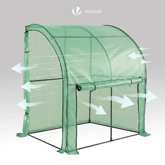 Vounot - Serre d'hivernage murale adossée 200x100x180cm vert - Bâche PE imperméable, anti-UV - Balcon, terrasse, jardin - Image 5
