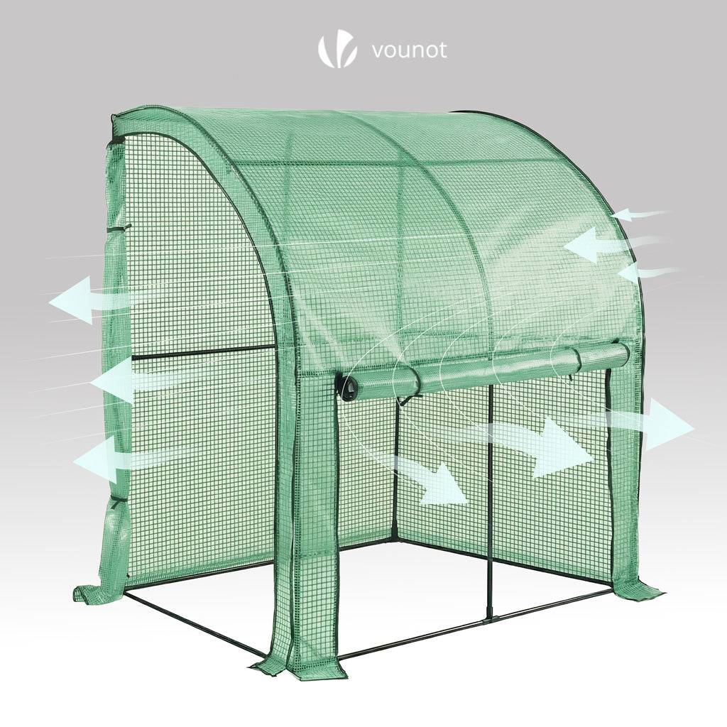 Vounot - Serre d'hivernage murale adossée 200x100x180cm vert - Bâche PE imperméable, anti-UV - Balcon, terrasse, jardin - Image 5