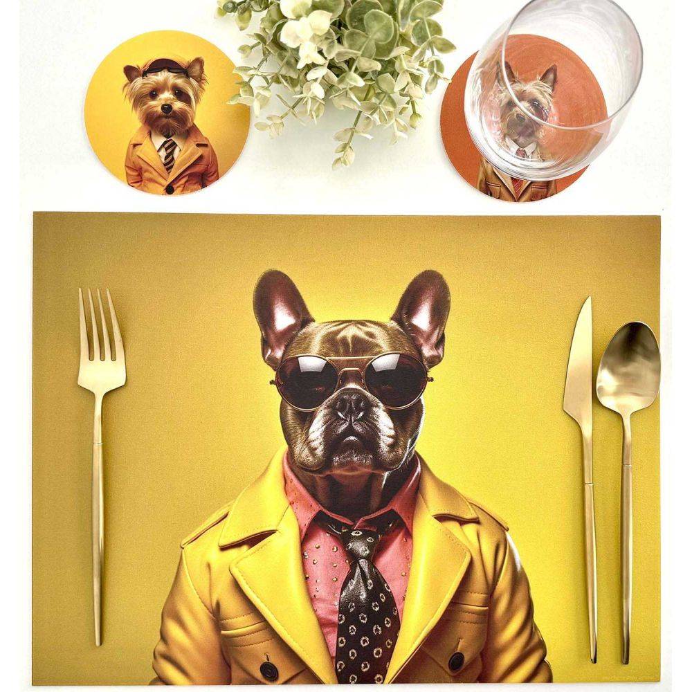 Set de table en vinyle 40 x 30 cm Funny dog Lot de 2 sets de table assortis - Imagen 2