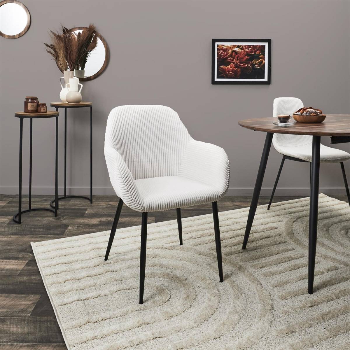 The Home Deco Factory - Lot de 2 Fauteuils Côtelé "Scott" 85cm Beige - Image 9