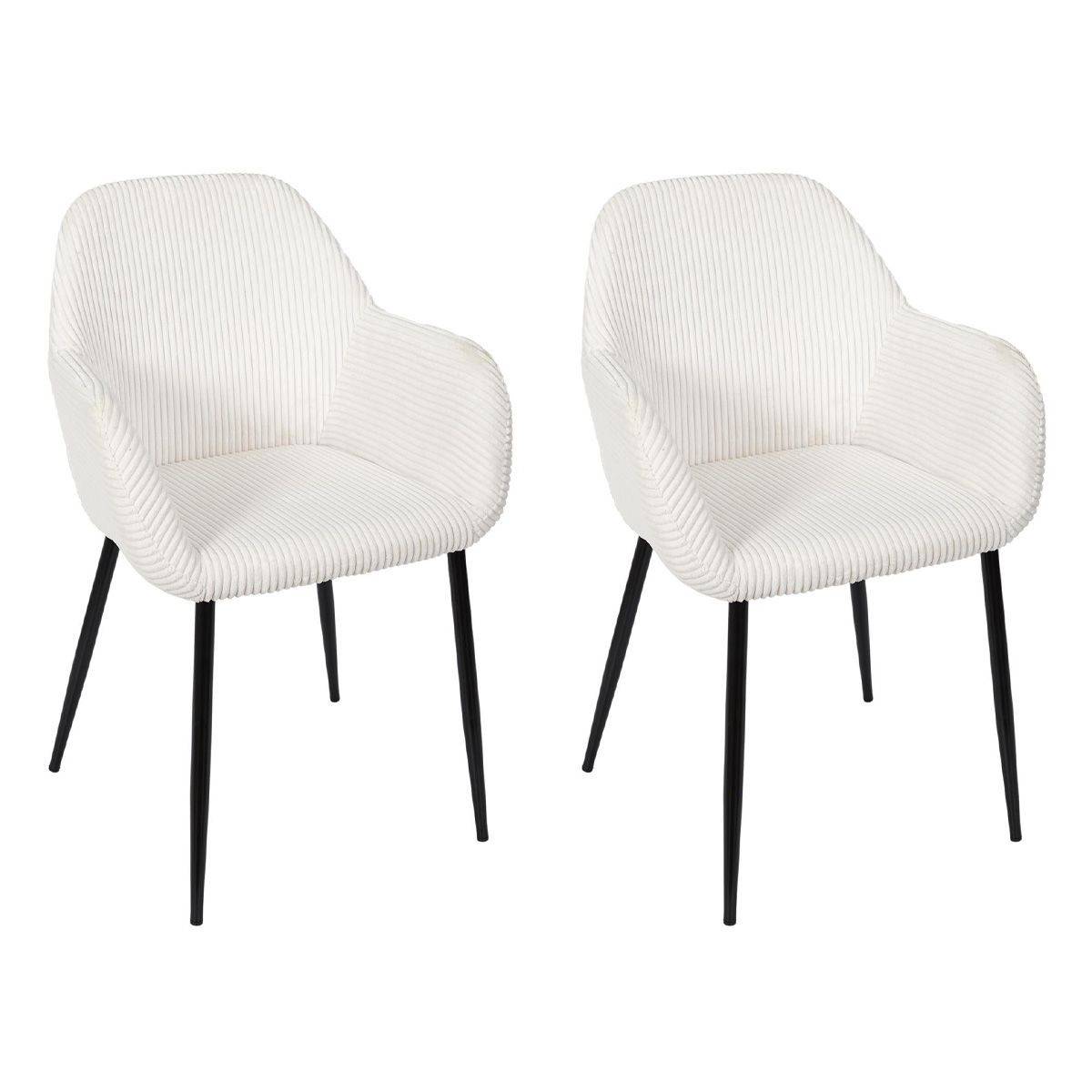 The Home Deco Factory - Lot de 2 Fauteuils Côtelé "Scott" 85cm Beige - Image 1