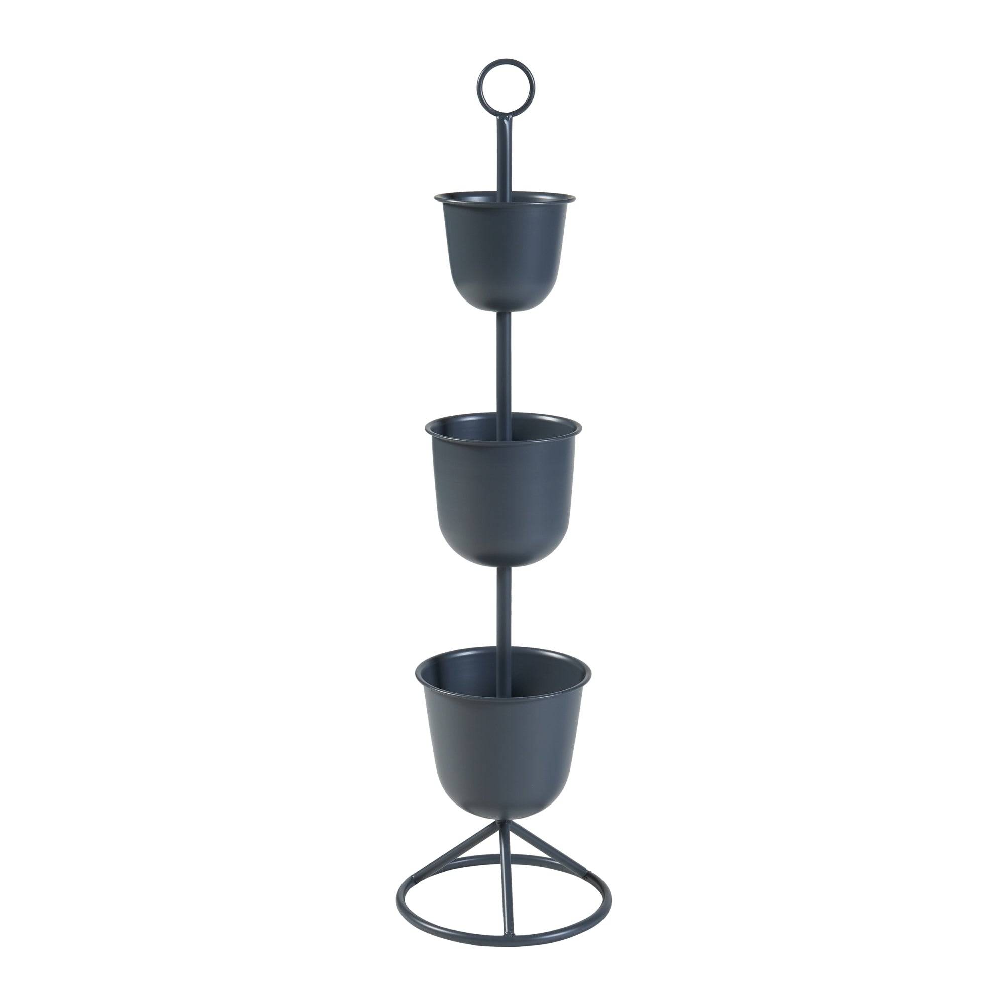Helloshop26 - Porte-plantes style intemportel support 110 x 28 cm 3 cache-pots noir - Image 1
