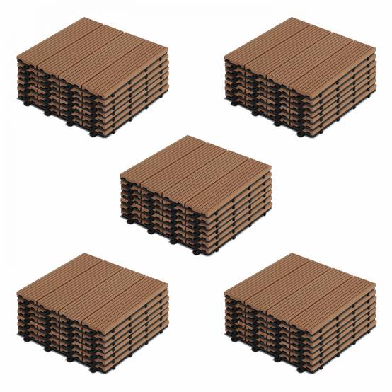 Oviala - Lot de 40 dalles clipsables bois synthétique marron Padang - Oviala - Imagen 1